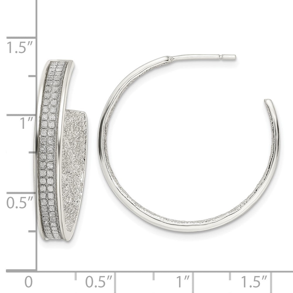 Sterlingsilber 4.5x30mm Stoff Glitzer Creole Ohrstecker