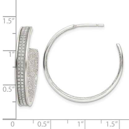 Sterlingsilber 4.5x30mm Stoff Glitzer Creole Ohrstecker
