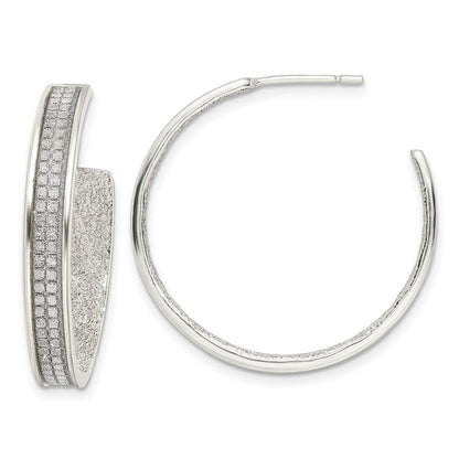 Sterlingsilber 4.5x30mm Stoff Glitzer Creole Ohrstecker