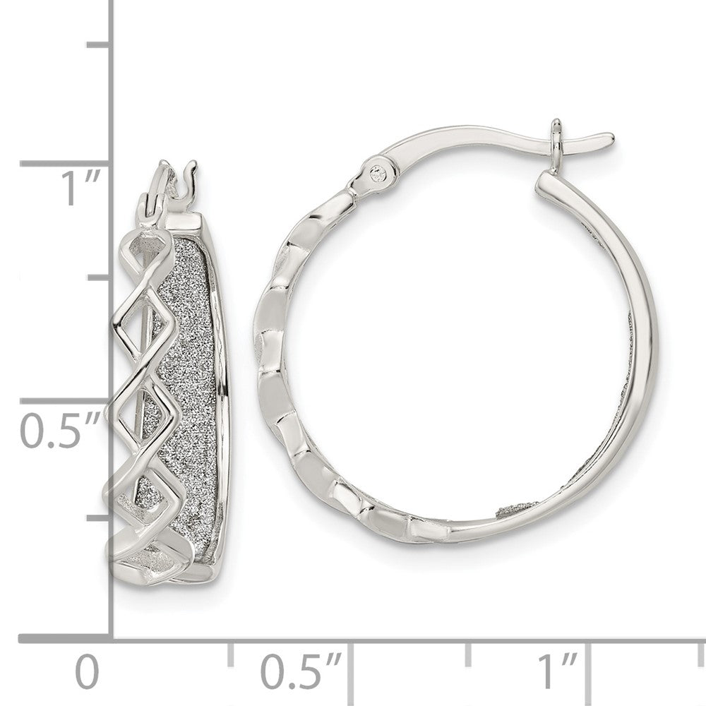 Sterlingsilber Poliert Stoff Glitzer Creolen