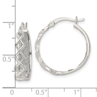 Sterlingsilber Poliert Stoff Glitzer Creolen