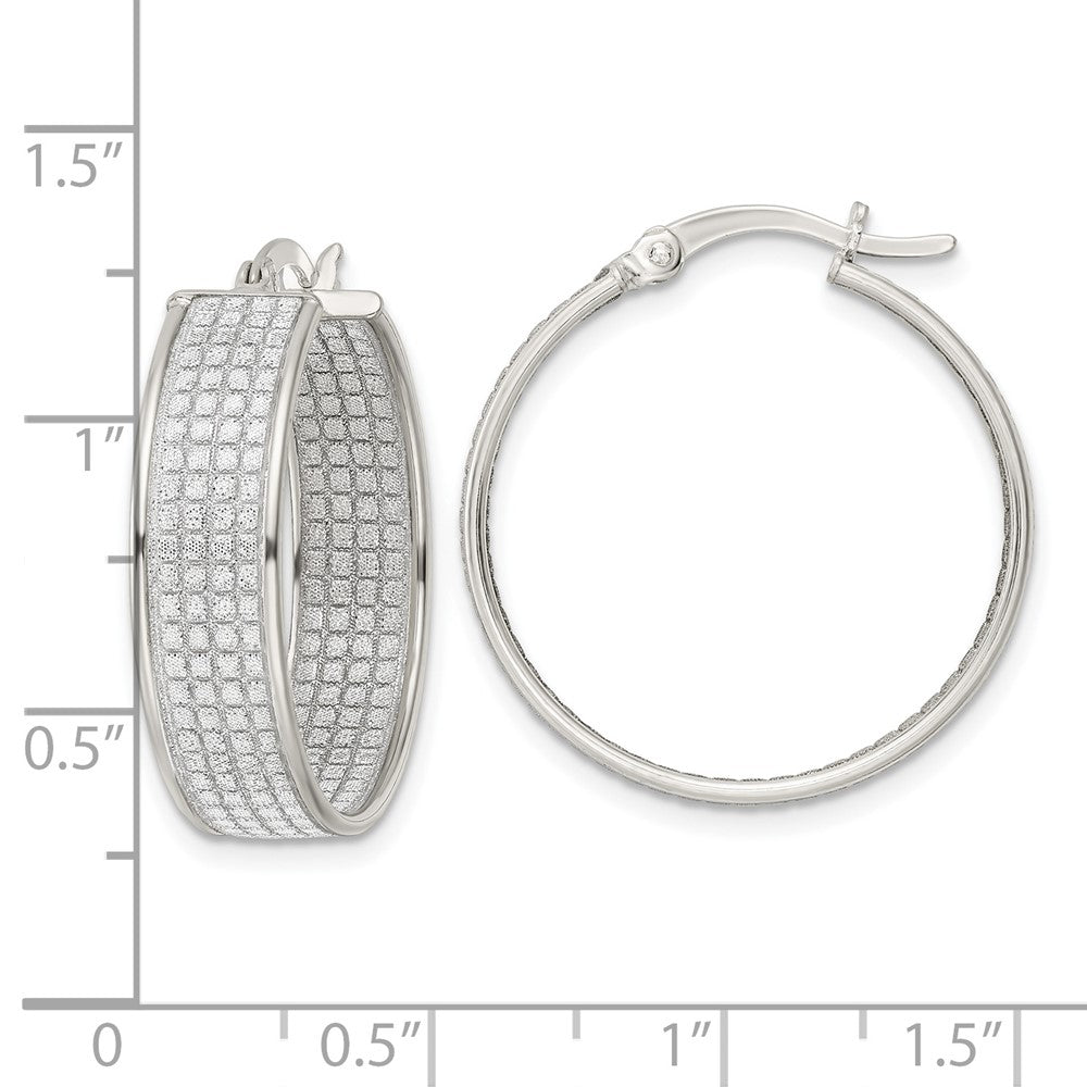 Sterlingsilber Poliert Stoff Glitzer 6.85mm Rund Creolen