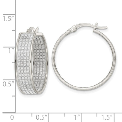 Sterlingsilber Poliert Stoff Glitzer 6.85mm Rund Creolen
