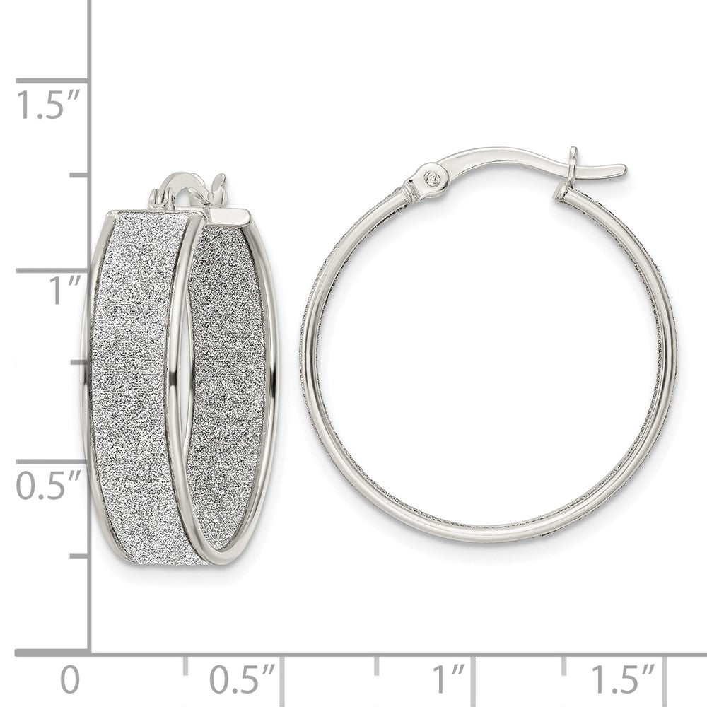 Sterlingsilber Poliert Stoff Glitzer 6.85mm Rund Creolen