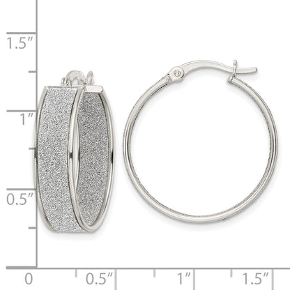 Sterlingsilber Poliert Stoff Glitzer 6.85mm Rund Creolen