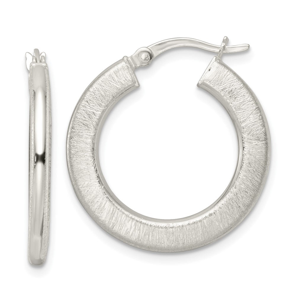 Sterlingsilber Flach Gebürstet 2.5mm Rund Creolen