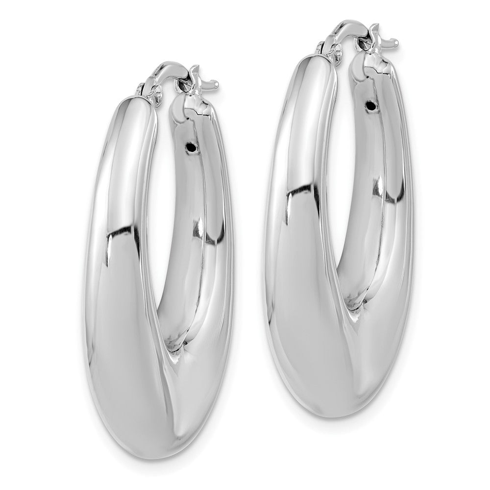 Sterlingsilber Silve Rhodiniert Poliert Hohl Oval Creolen