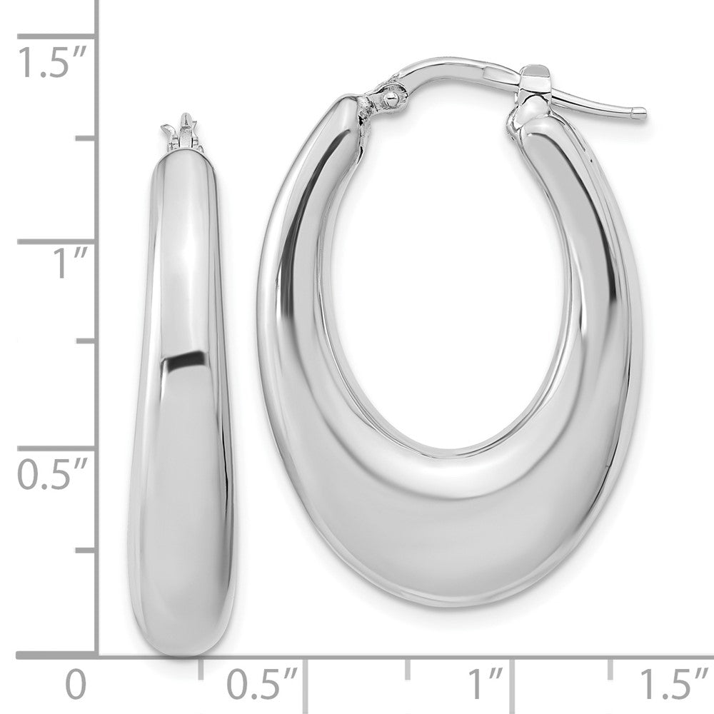 Sterlingsilber Silve Rhodiniert Poliert Hohl Oval Creolen