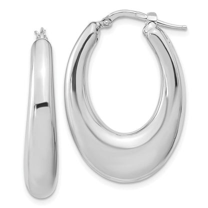 Sterlingsilber Silve Rhodiniert Poliert Hohl Oval Creolen