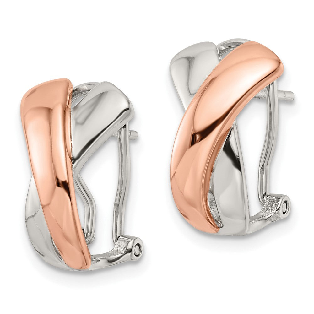 Sterlingsilber & Roséfarben Poliert X Omega Rückseite J- Creolen