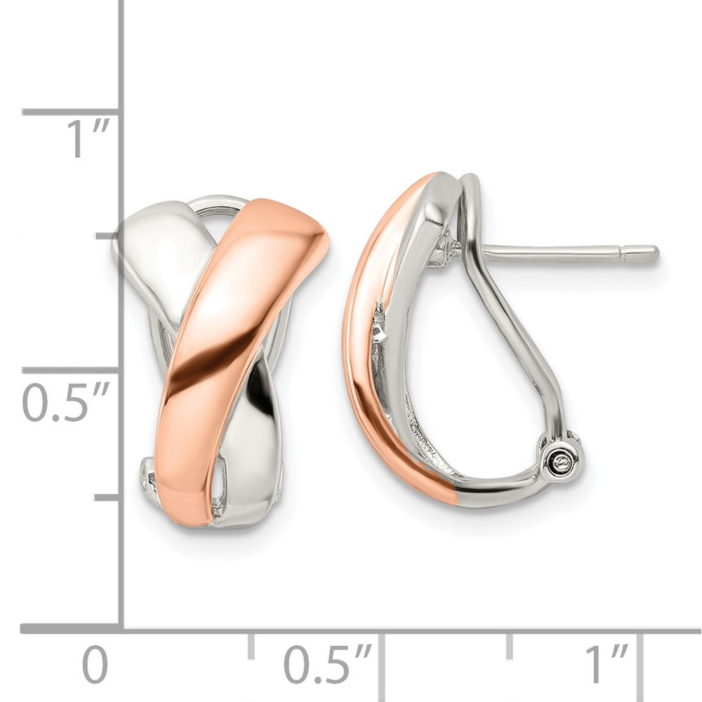 Sterlingsilber & Roséfarben Poliert X Omega Rückseite J- Creolen