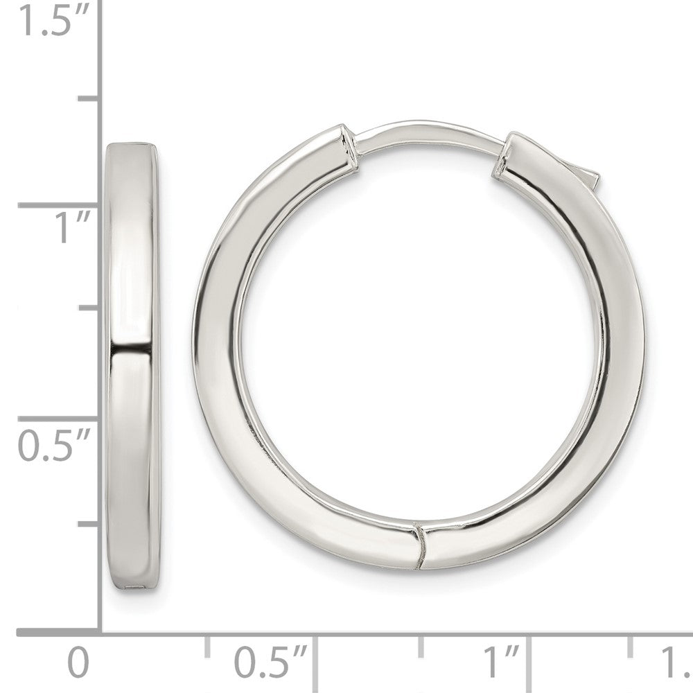 Sterlingsilber Poliert 3x28mm Klappbar Quadratisch Röhre Creolen