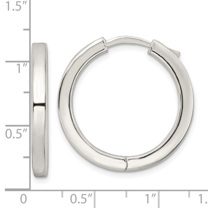 Sterlingsilber Poliert 3x28mm Klappbar Quadratisch Röhre Creolen