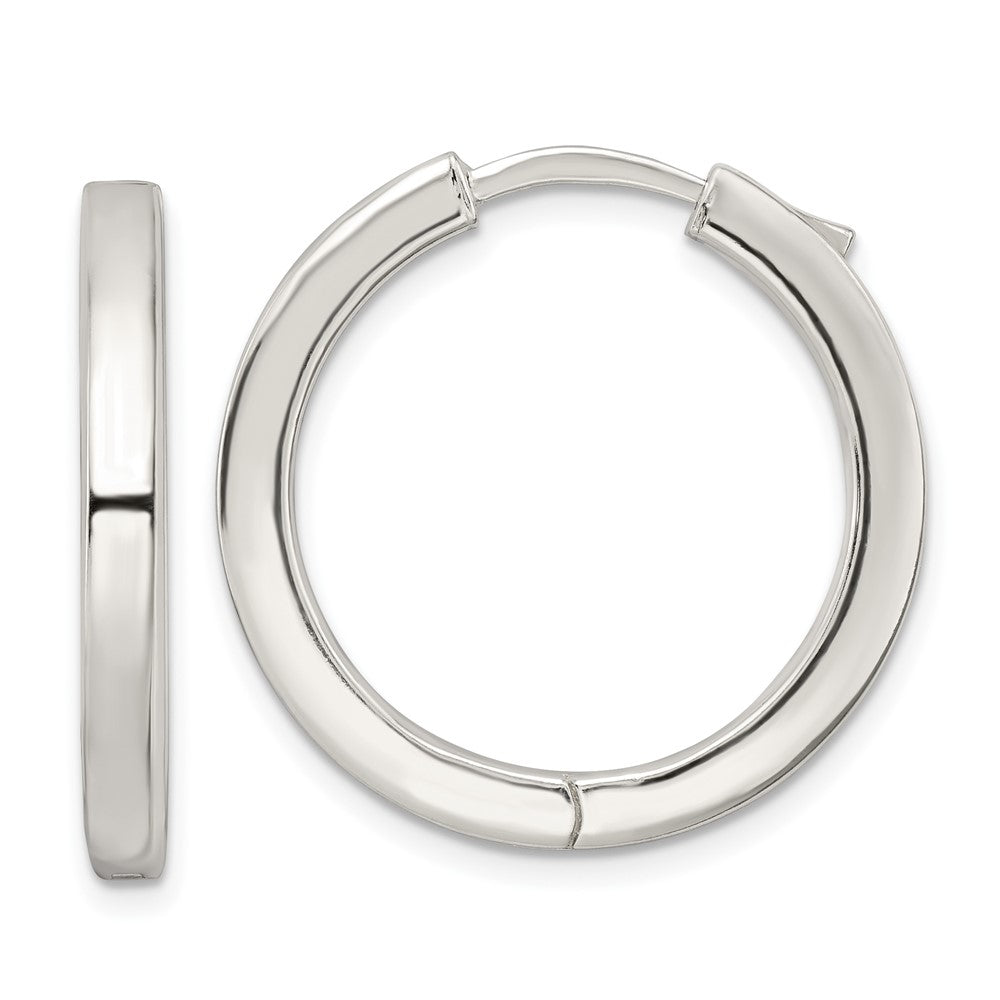 Sterlingsilber Poliert 3x28mm Klappbar Quadratisch Röhre Creolen