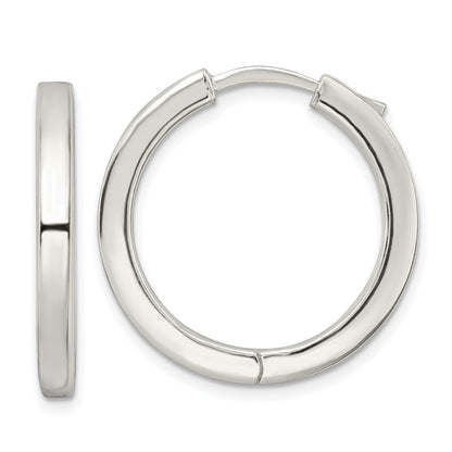 Sterlingsilber Poliert 3x28mm Klappbar Quadratisch Röhre Creolen
