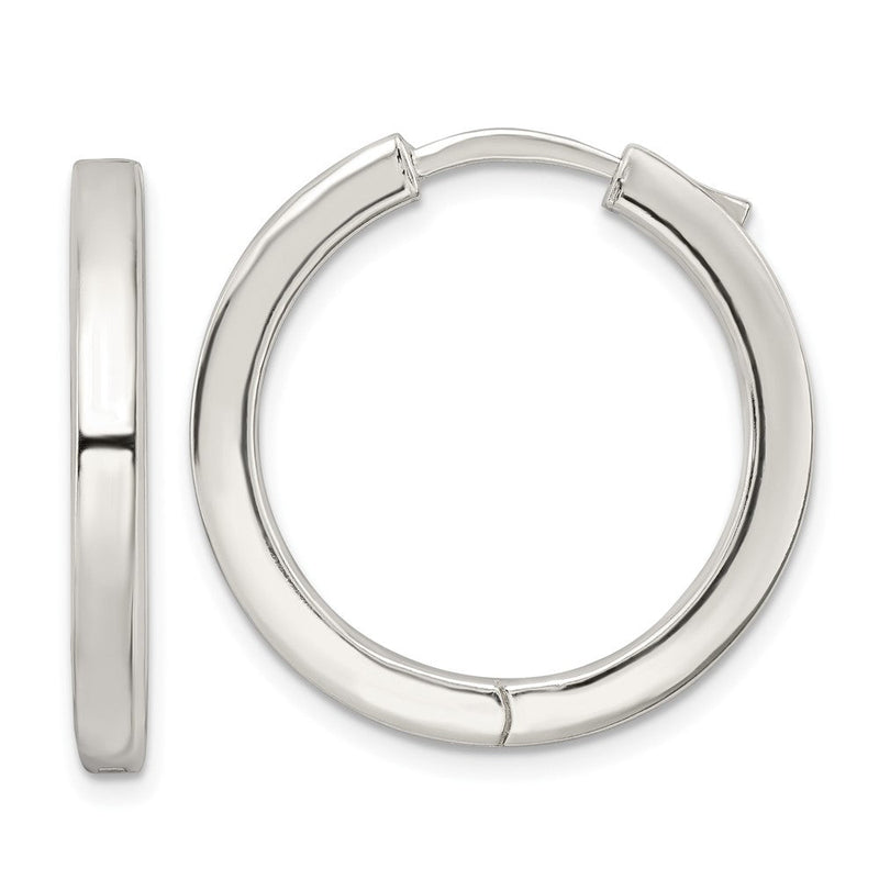 Sterlingsilber Poliert 3x28mm Klappbar Quadratisch Röhre Creolen