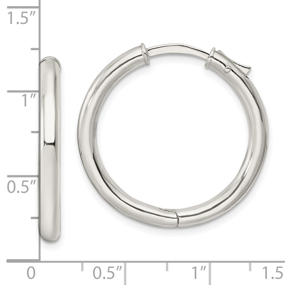 Sterlingsilber Poliert 3x28mm Klappbar Röhre Creolen