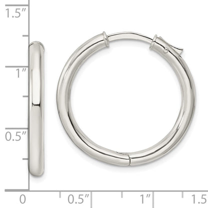 Sterlingsilber Poliert 3x28mm Klappbar Röhre Creolen
