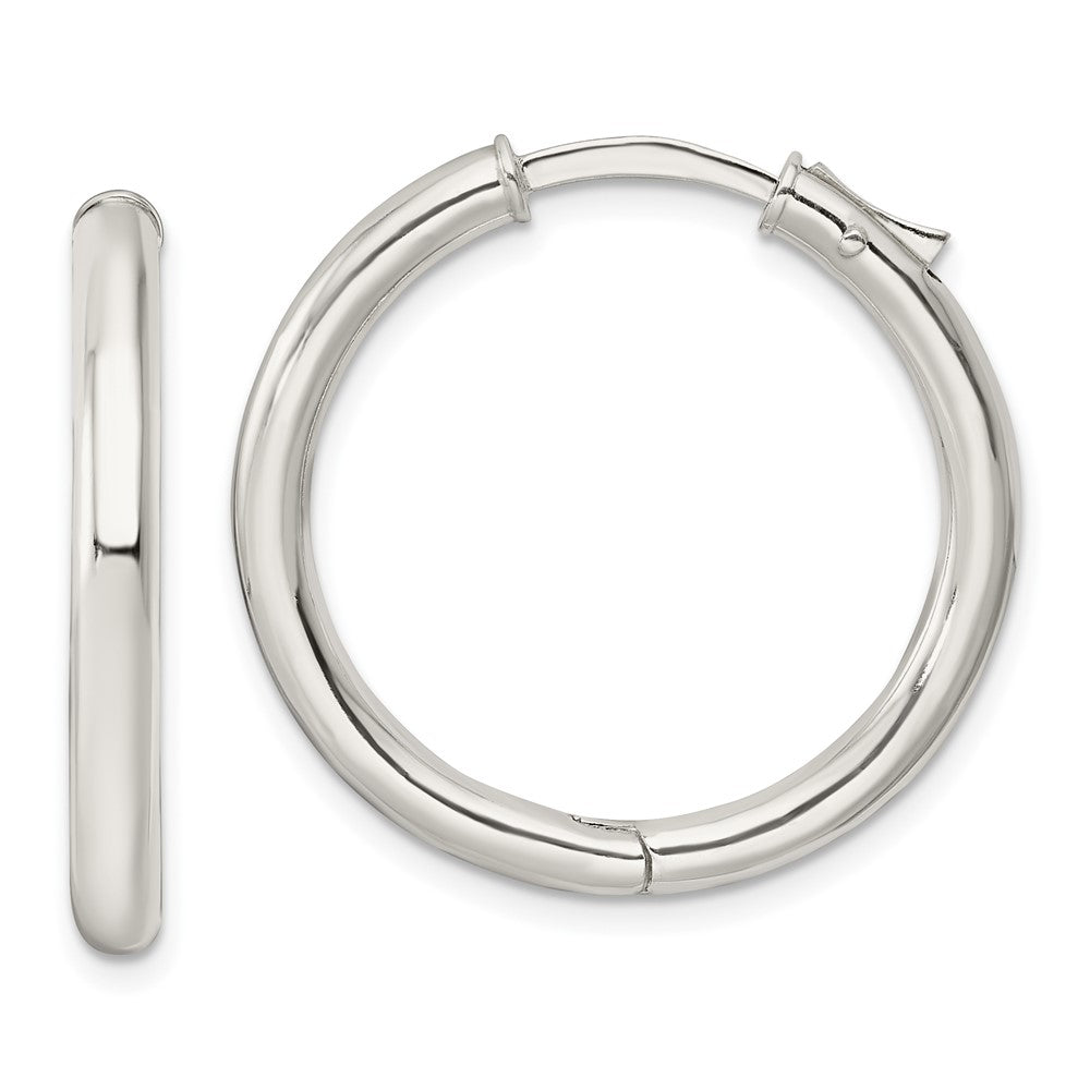 Sterlingsilber Poliert 3x28mm Klappbar Röhre Creolen
