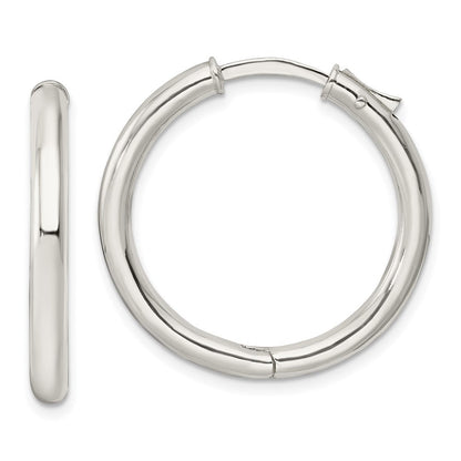 Sterlingsilber Poliert 3x28mm Klappbar Röhre Creolen