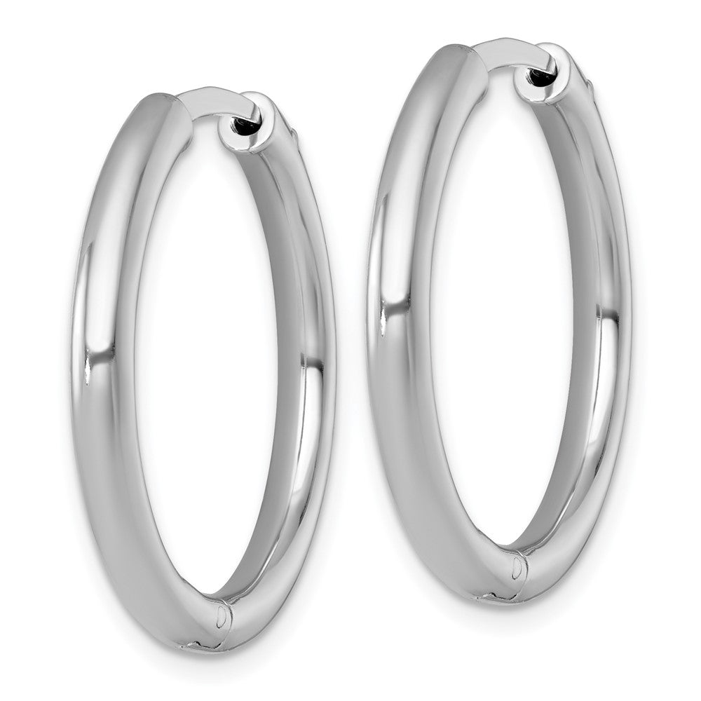 Sterlingsilber Rhodiniert Poliert 3x28mm mit Sicherheits Schloss Rund Creolen