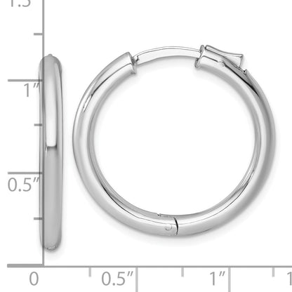 Sterlingsilber Rhodiniert Poliert 3x28mm mit Sicherheits Schloss Rund Creolen