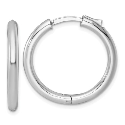 Sterlingsilber Rhodiniert Poliert 3x28mm mit Sicherheits Schloss Rund Creolen
