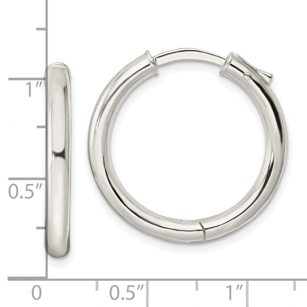 Sterlingsilber Poliert 3x25mm Klappbar Röhre Creolen