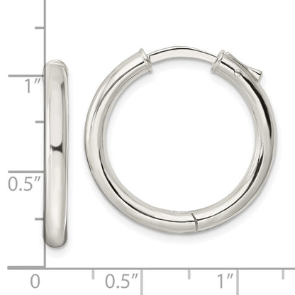 Sterlingsilber Poliert 3x25mm Klappbar Röhre Creolen