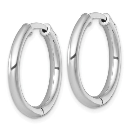 Sterlingsilber Rhodiniert Poliert 3x25mm mit Sicherheits Schloss Rund Creolen