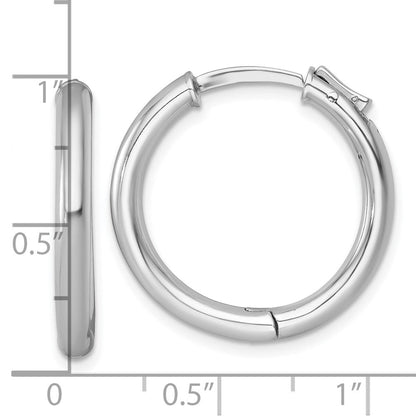 Sterlingsilber Rhodiniert Poliert 3x25mm mit Sicherheits Schloss Rund Creolen