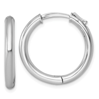 Sterlingsilber Rhodiniert Poliert 3x25mm mit Sicherheits Schloss Rund Creolen