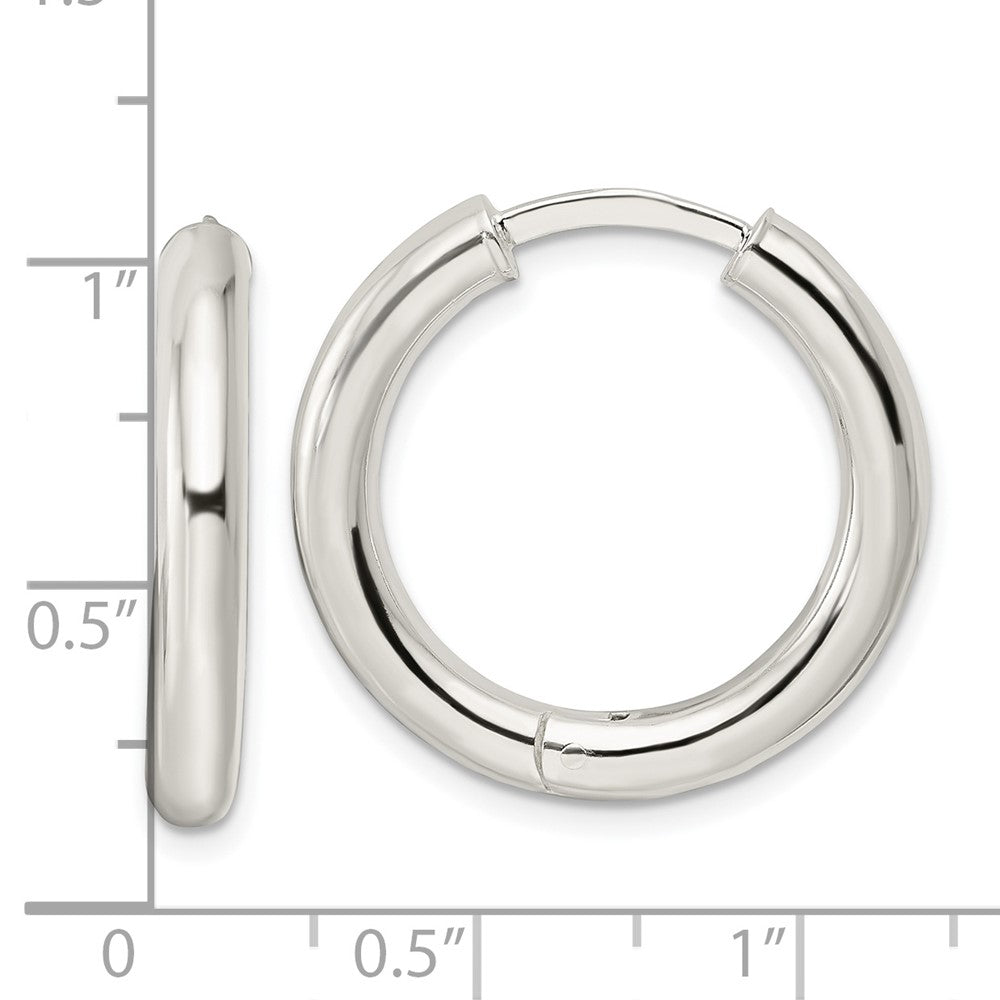 Sterlingsilber Poliert 3.5x25mm Klappbar Röhre Creolen