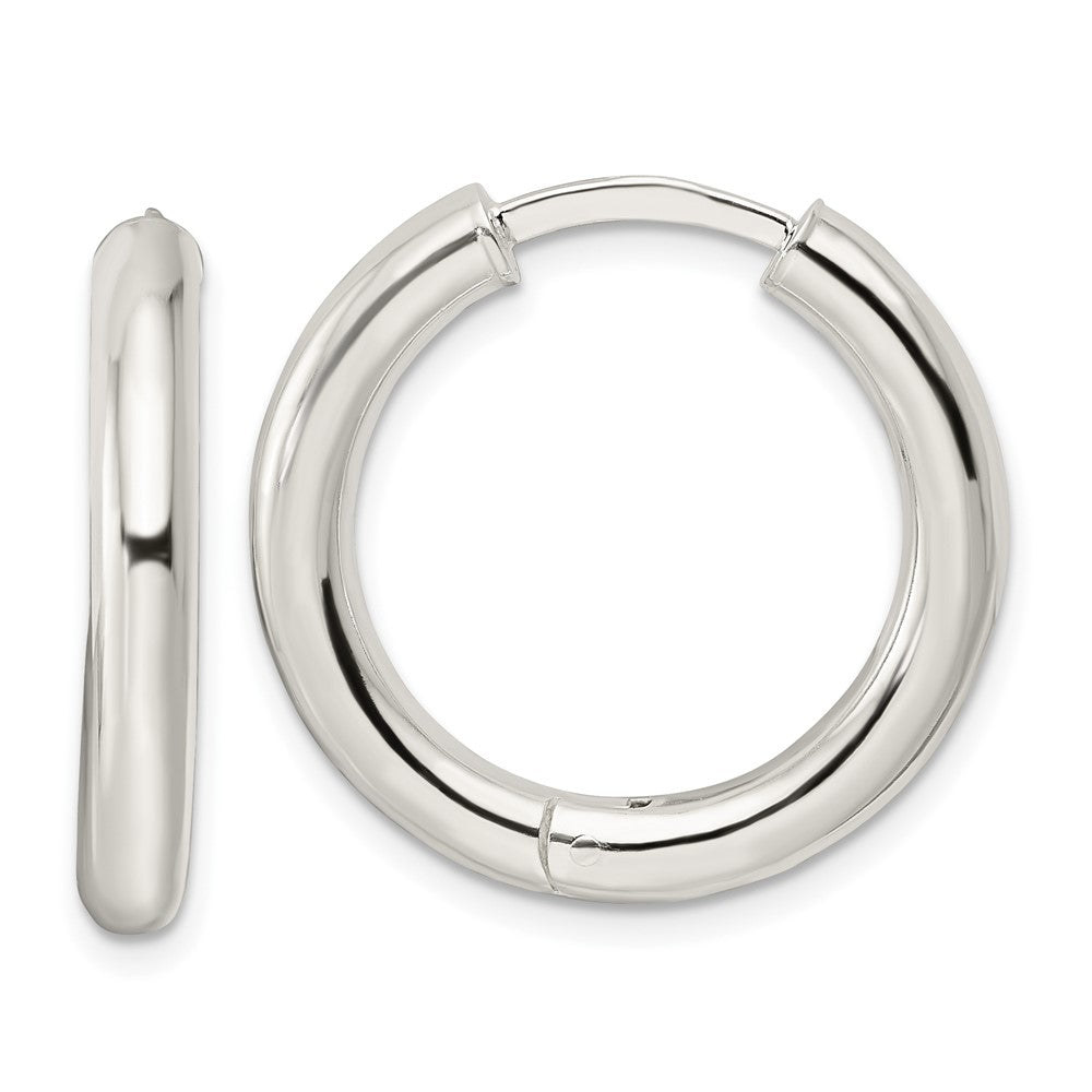 Sterlingsilber Poliert 3.5x25mm Klappbar Röhre Creolen