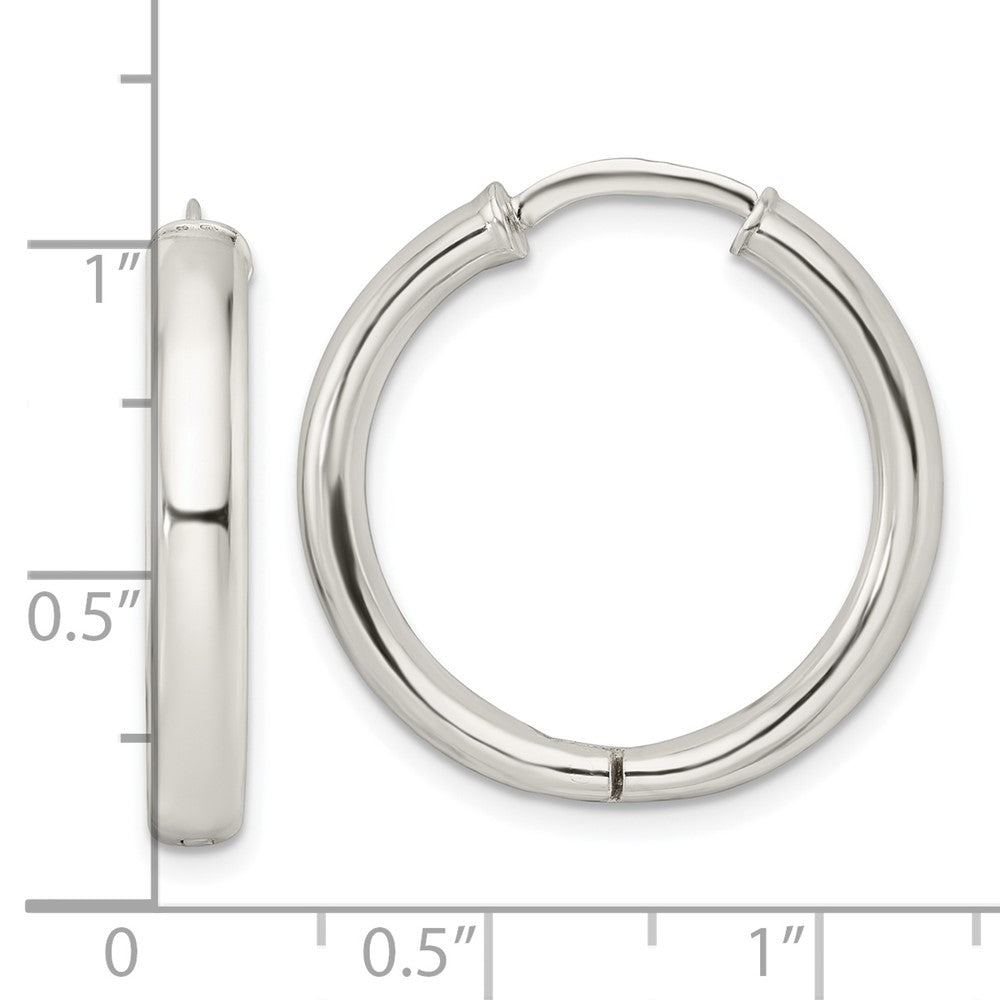 Sterlingsilber Poliert 3.5x25mm Klappbar Röhre Creolen