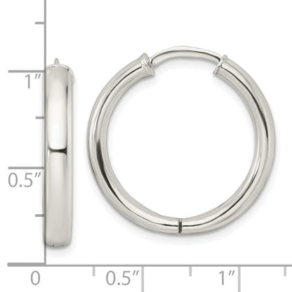 Sterlingsilber Poliert 3.5x25mm Klappbar Röhre Creolen