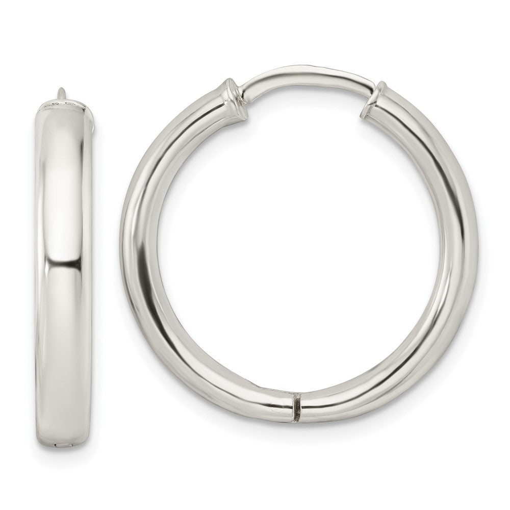 Sterlingsilber Poliert 3.5x25mm Klappbar Röhre Creolen