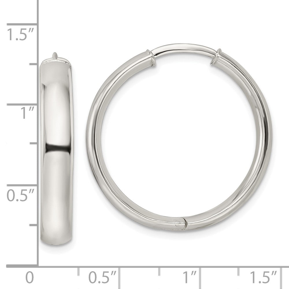 Sterlingsilber Poliert 5x30mm Klappbar Röhre Creolen