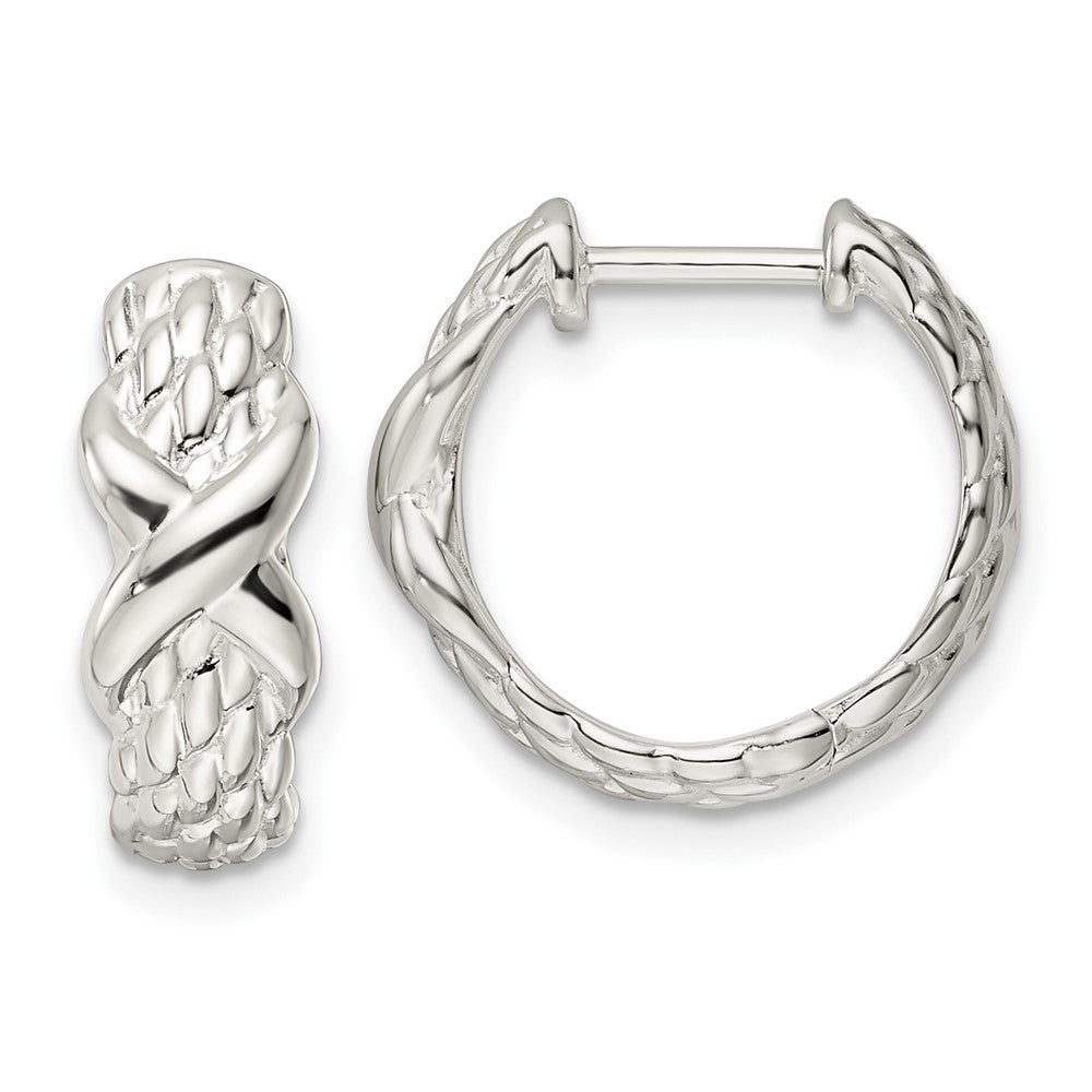 Sterlingsilber Poliert X Korb Weave Klappbar Creolen