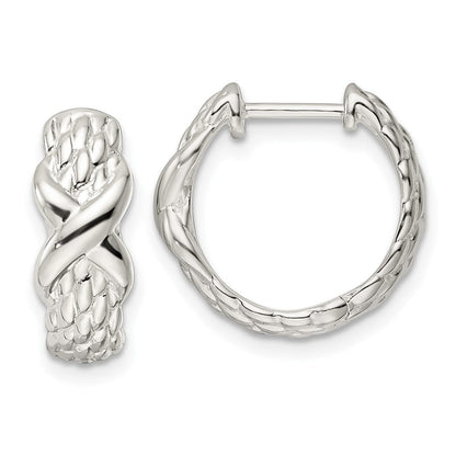 Sterlingsilber Poliert X Korb Weave Klappbar Creolen