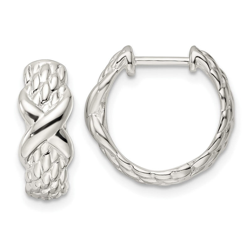Sterlingsilber Poliert X Korb Weave Klappbar Creolen