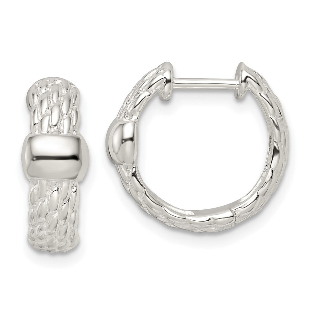 Sterlingsilber Poliert Korb Weave Klappbar Creolen