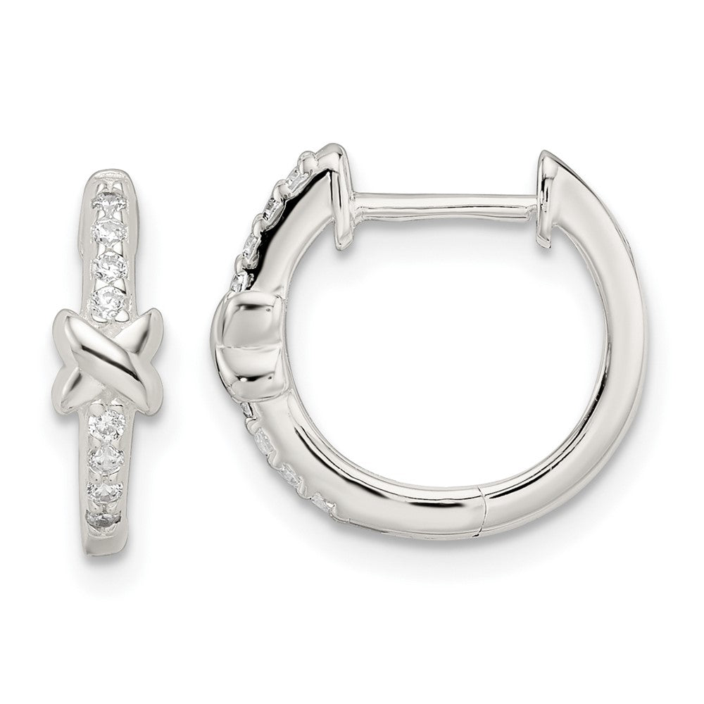 Sterlingsilber Poliert X Zirkonia Klappbar Creolen