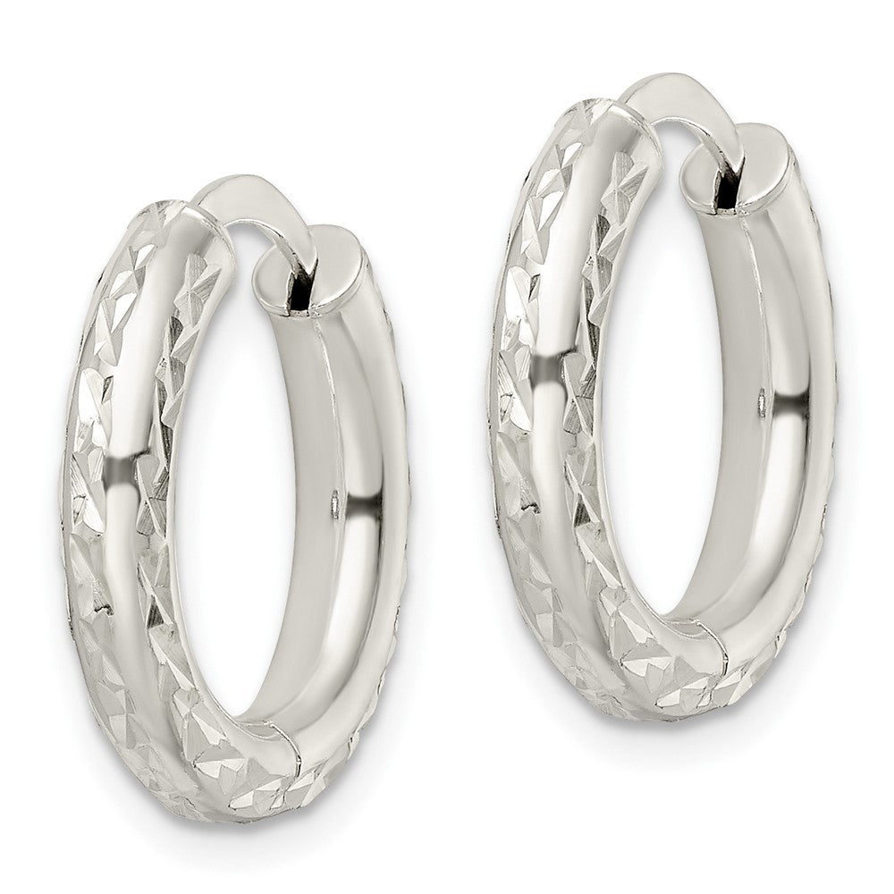 Sterlingsilber Diamantiert 3.5x20mm Klappbar Röhre Creolen