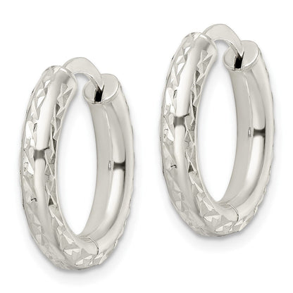 Sterlingsilber Diamantiert 3.5x20mm Klappbar Röhre Creolen