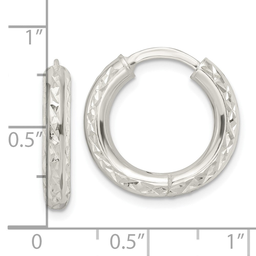 Sterlingsilber Diamantiert 3.5x20mm Klappbar Röhre Creolen