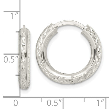 Sterlingsilber Diamantiert 3.5x20mm Klappbar Röhre Creolen