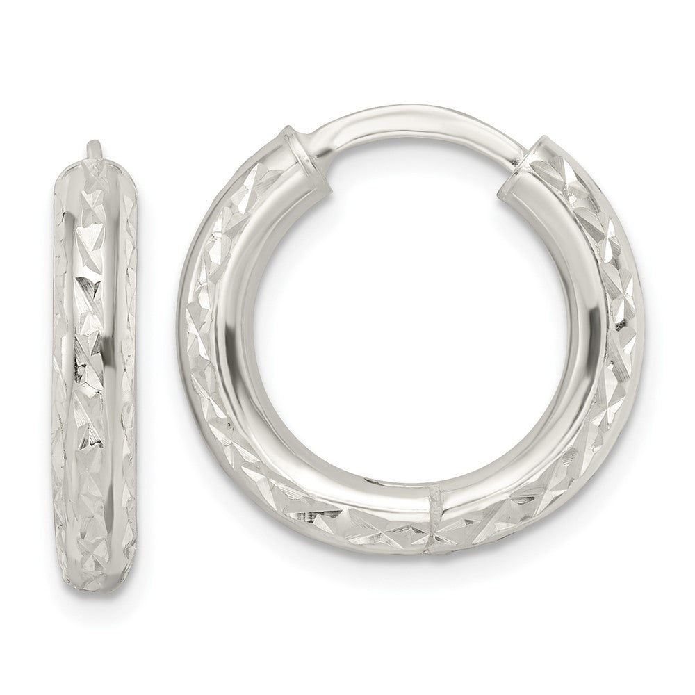 Sterlingsilber Diamantiert 3.5x20mm Klappbar Röhre Creolen
