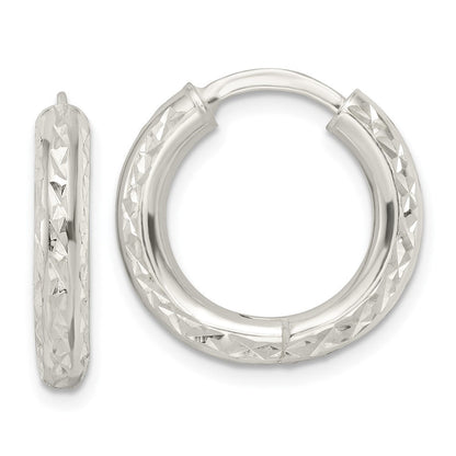 Sterlingsilber Diamantiert 3.5x20mm Klappbar Röhre Creolen
