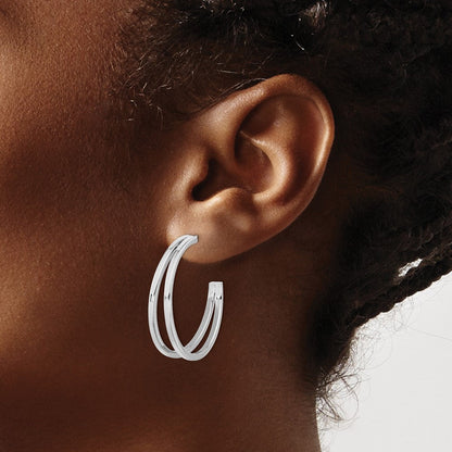 Sterlingsilber Rhodiniert Split Design Creole Ohrstecker